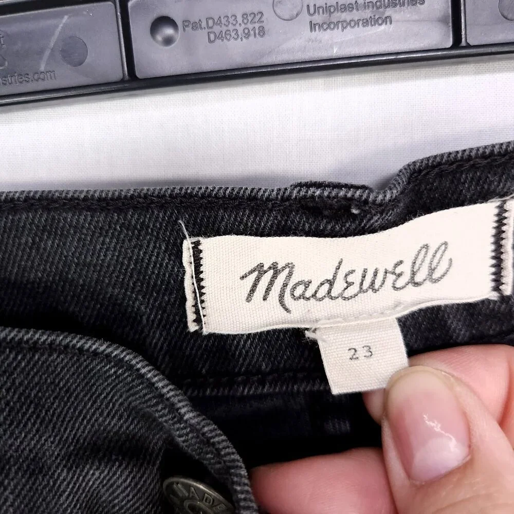 Madewell Denim Jean Shorts High Rise Womens Size 23 Cut Off Button Fly Black - Picture 5 of 10